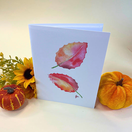 Two Fall Leaves from Autumn Nature Walk collection - Mini Notebook