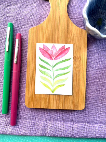 Zen flower - Watercolor stylized lotus flower with green leaves