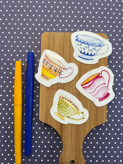Watercolor Teacup - Traditional Blue and White