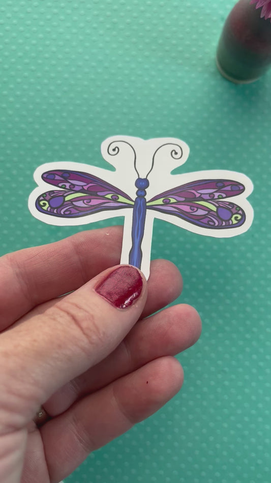 Jewel toned Dragonfly - Digital Art - sticker