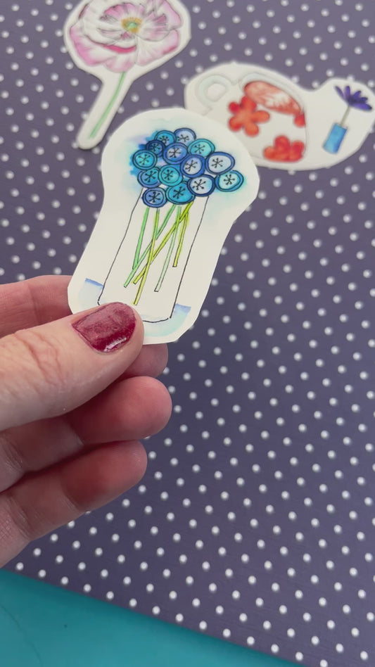 Button flower bouquet - Watercolor sticker