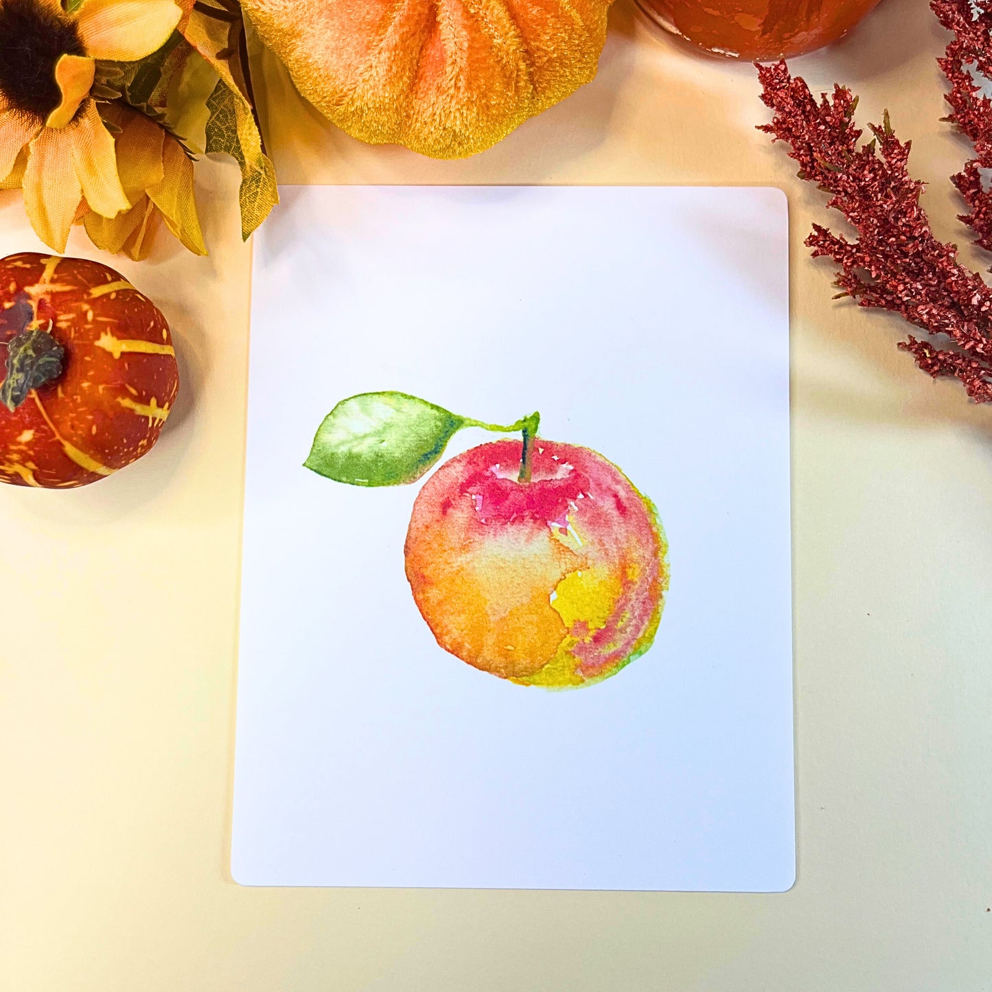 Red and Yellow Apple from Autumn Nature Walk collection - Art Print