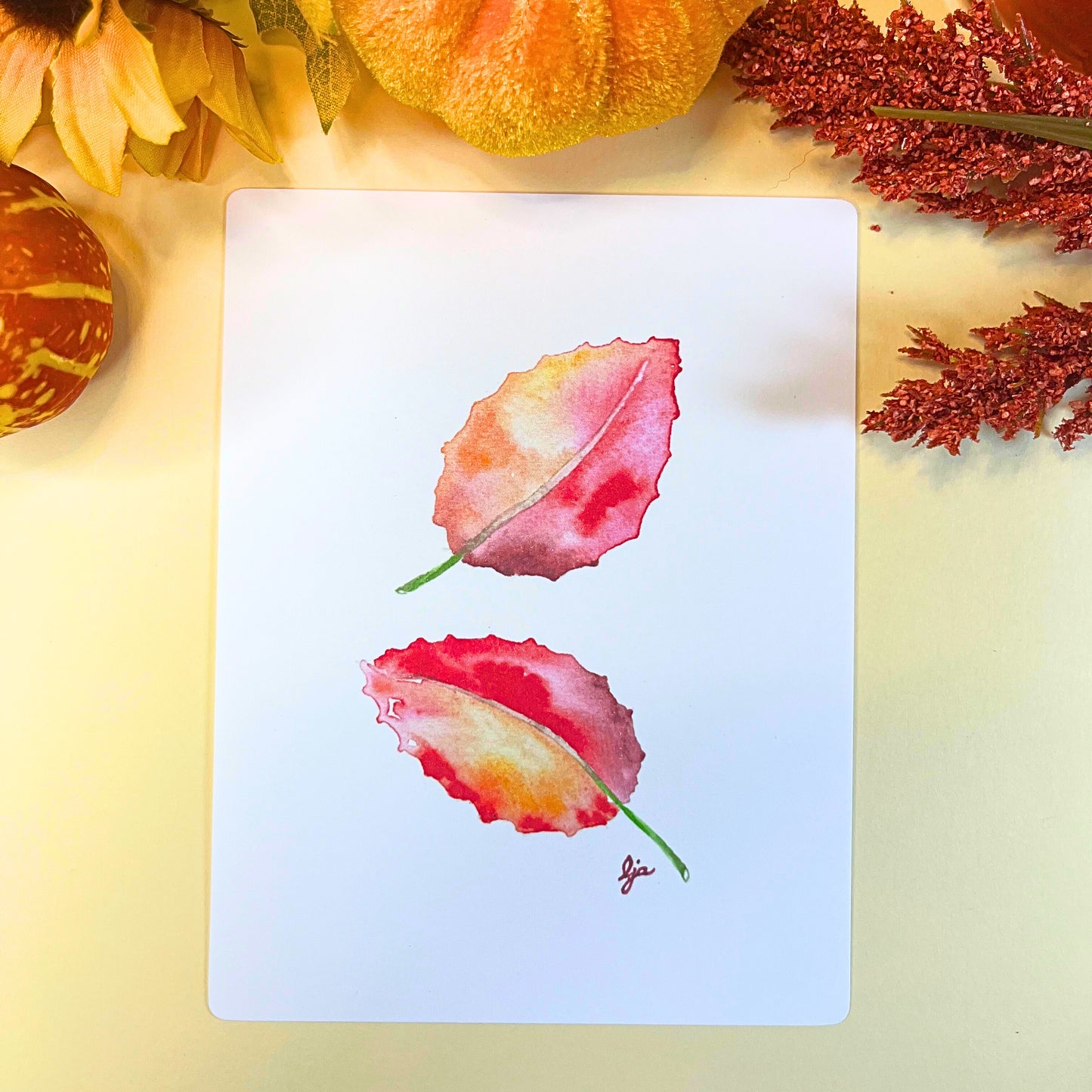 Two Fall Leaves from Autumn Nature Walk collection - Art Print